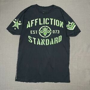 Men's Affliction T shirt Neon Green XL Death From Above ASG Goth MMA Y2K